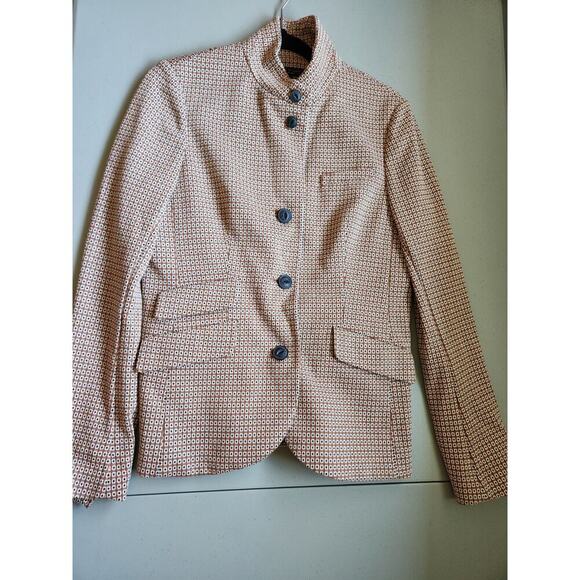 Rag & Bone Slade Geo Cotton Blend Knit Blazer Jacket Sz 10 Brown Multi #1G504 - Picture 2 of 9